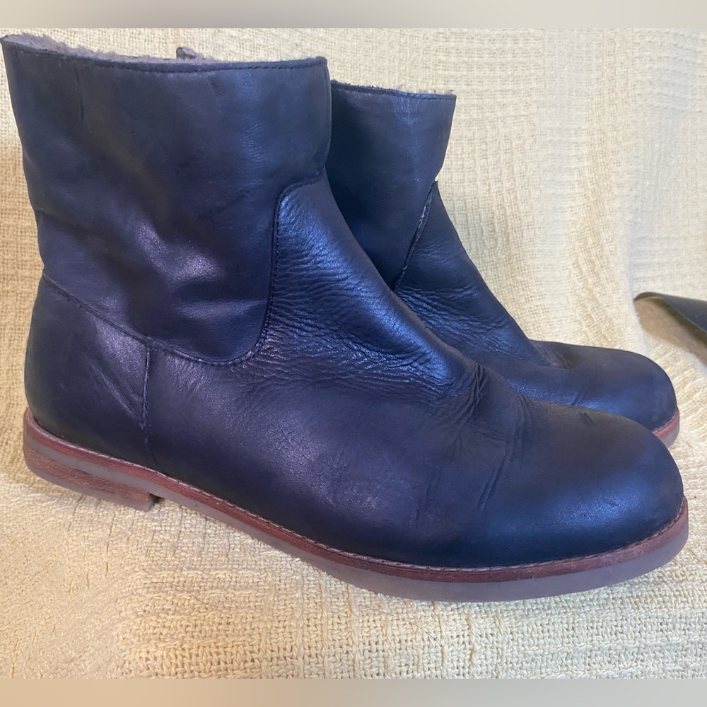Gap Women’s Faux Sherpa Lined Leather Slouch Ankle Boots Size 8